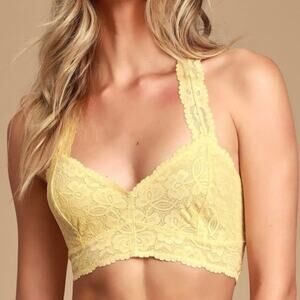 Intimately Free People Galloon Lace Halter Bra in Yellow Size Medium